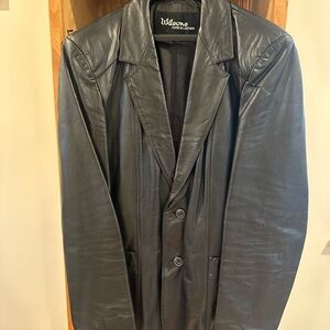 Wilson Black Leather Trench Coat